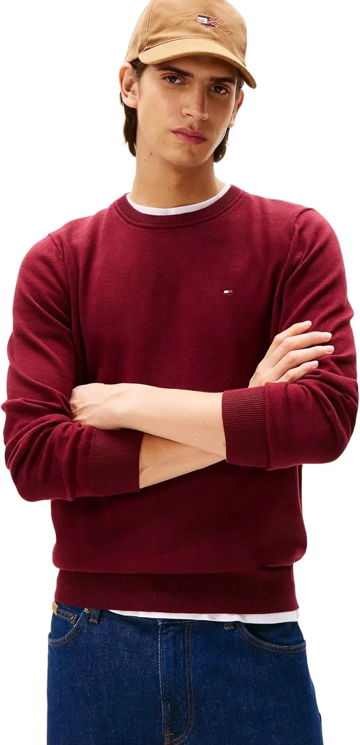 TOMMY HILFIGER / Мужской пуловер / PIMA ORG CTN CASHMERE с круглым вырезом, Deep Rouge — фото 2