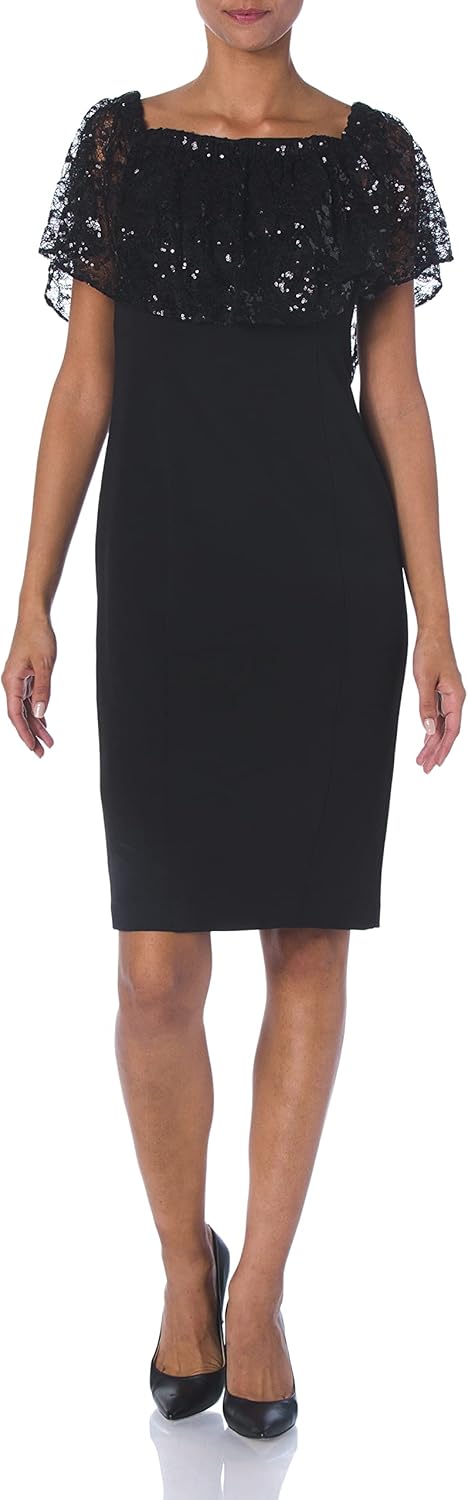 

Женское платье-футляр с открытыми плечами и пайетками от Calvin Klein, Black