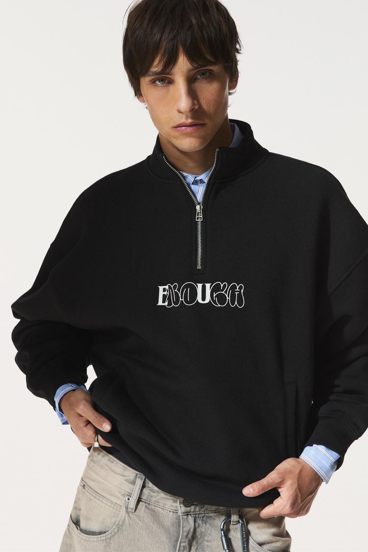 

Толстовка с капюшоном на молнии с надписью Pull And Bear, черный