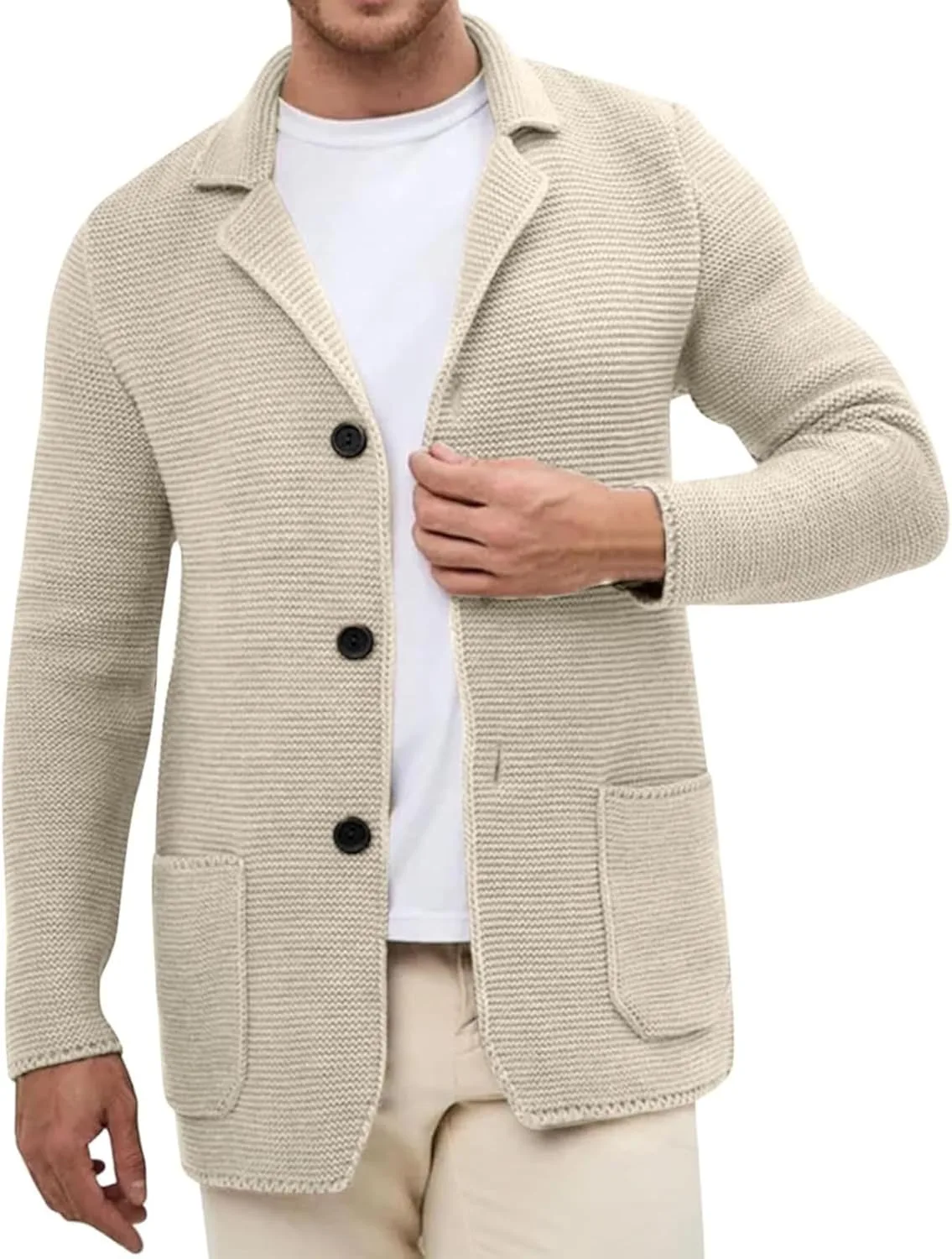 

Мужской кардиган-блейзер вязаный классический осенний с длинным рукавом