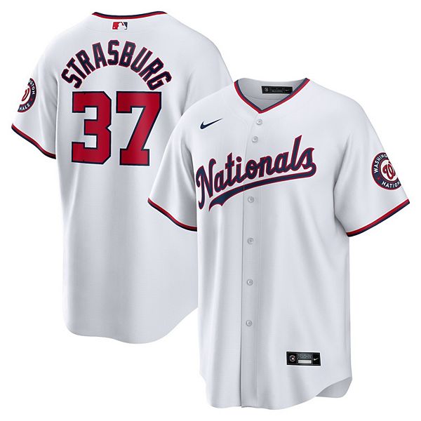 Мужская реплика домашней футболки Stephen Strasburg Washington Nationals белого цвета Nike — фото 2