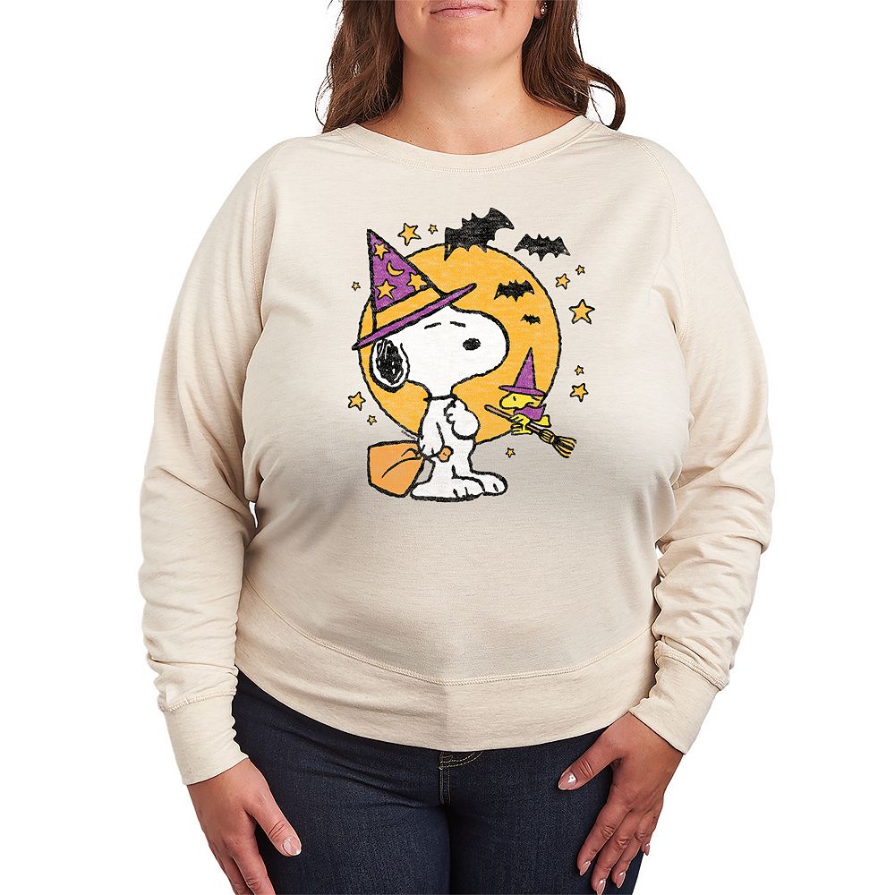 

Легкий свитшот из френч-терри размера плюс Peanuts Snoopy & Woodstock Halloween Licensed Character, бежевый