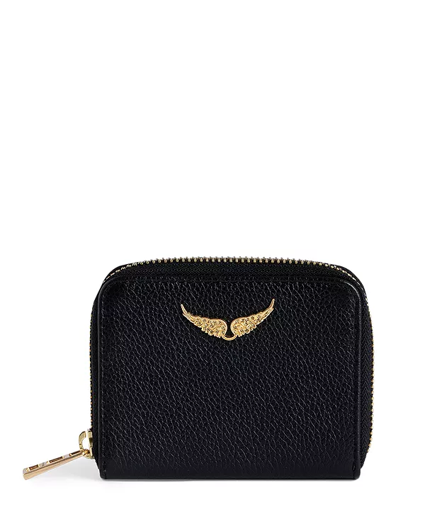 

Миниатюрный кошелек на молнии из зернистой кожи Zadig & Voltaire, черный