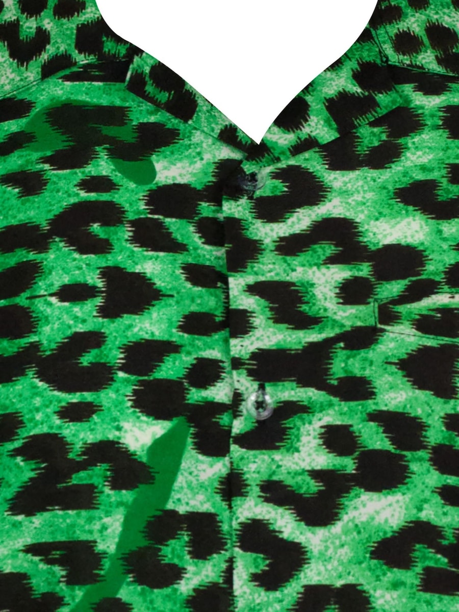 Рубашка на пуговицах классического кроя King Kameha Leopard, зеленый — фото 3