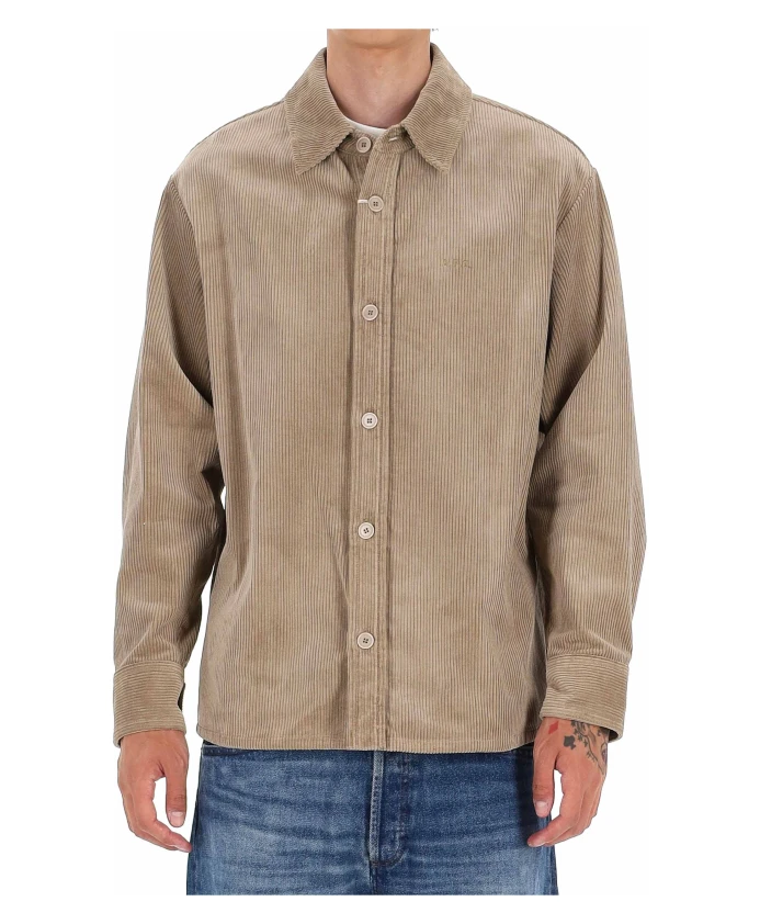 

Бежевая вельветовая рубашка-накидка A.P.C., бежевый