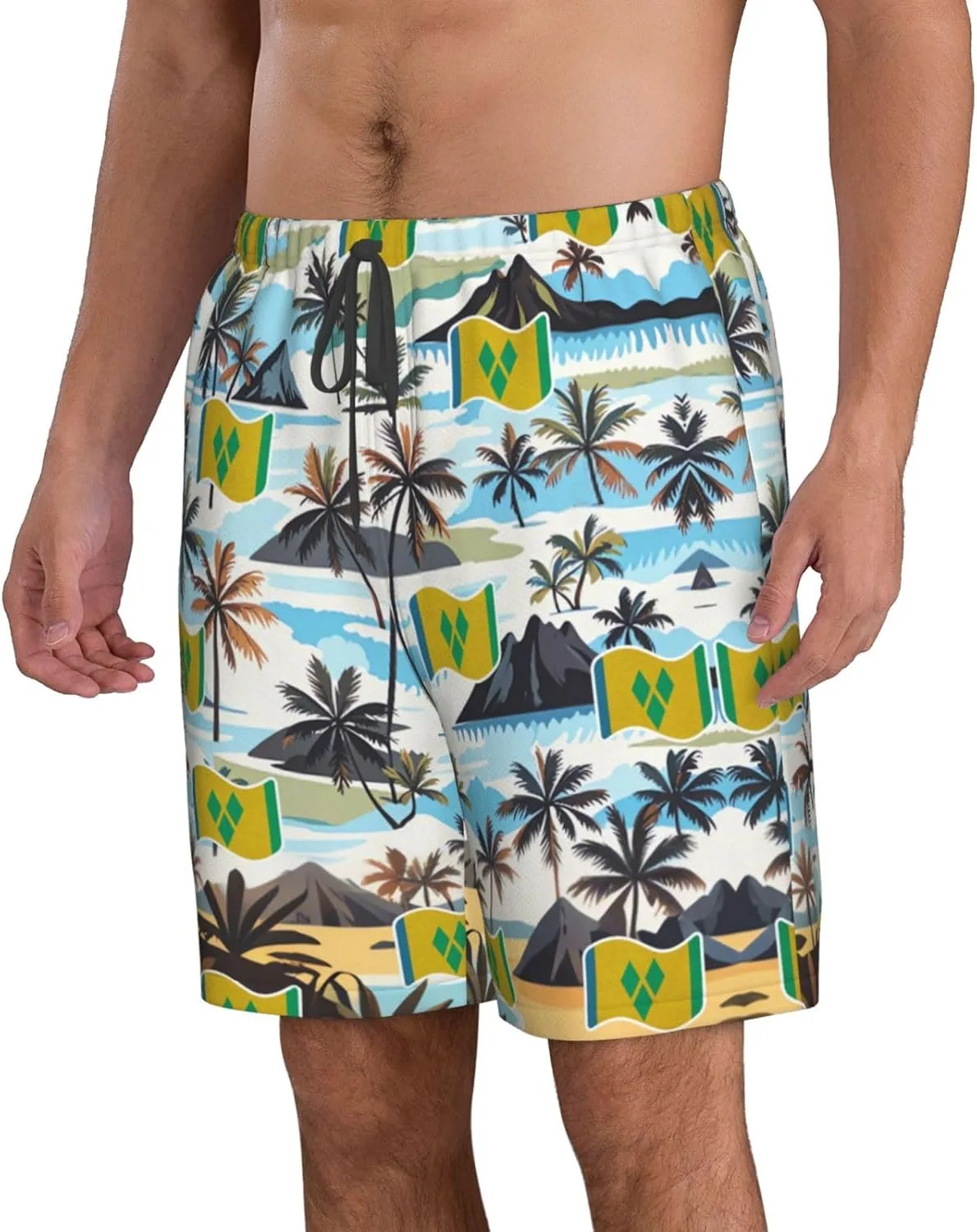 Мужские плавки-шорты Sierra Leone Sierra Leonean Board Shorts Swim Trunks Generic, Saint Vincent And The Grenadines Flag — фото 2