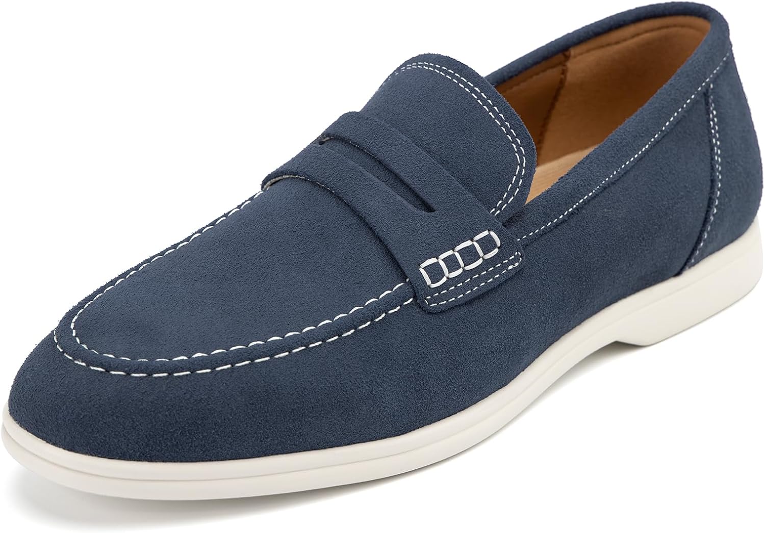 

Мужские лоферы Meijiana из натуральной кожи, мокасины на бедне, замшевые туфли, легкие и дышащие, с резиновой подошвой, стильные мужские лоферы, синий