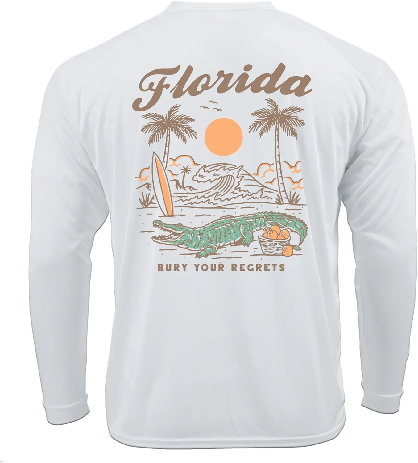 

Винтажная футболка Florida Bury Your Regrets Aligator Unisex Performance Long Sleeve UPF50 Dri Fit Ink Trendz