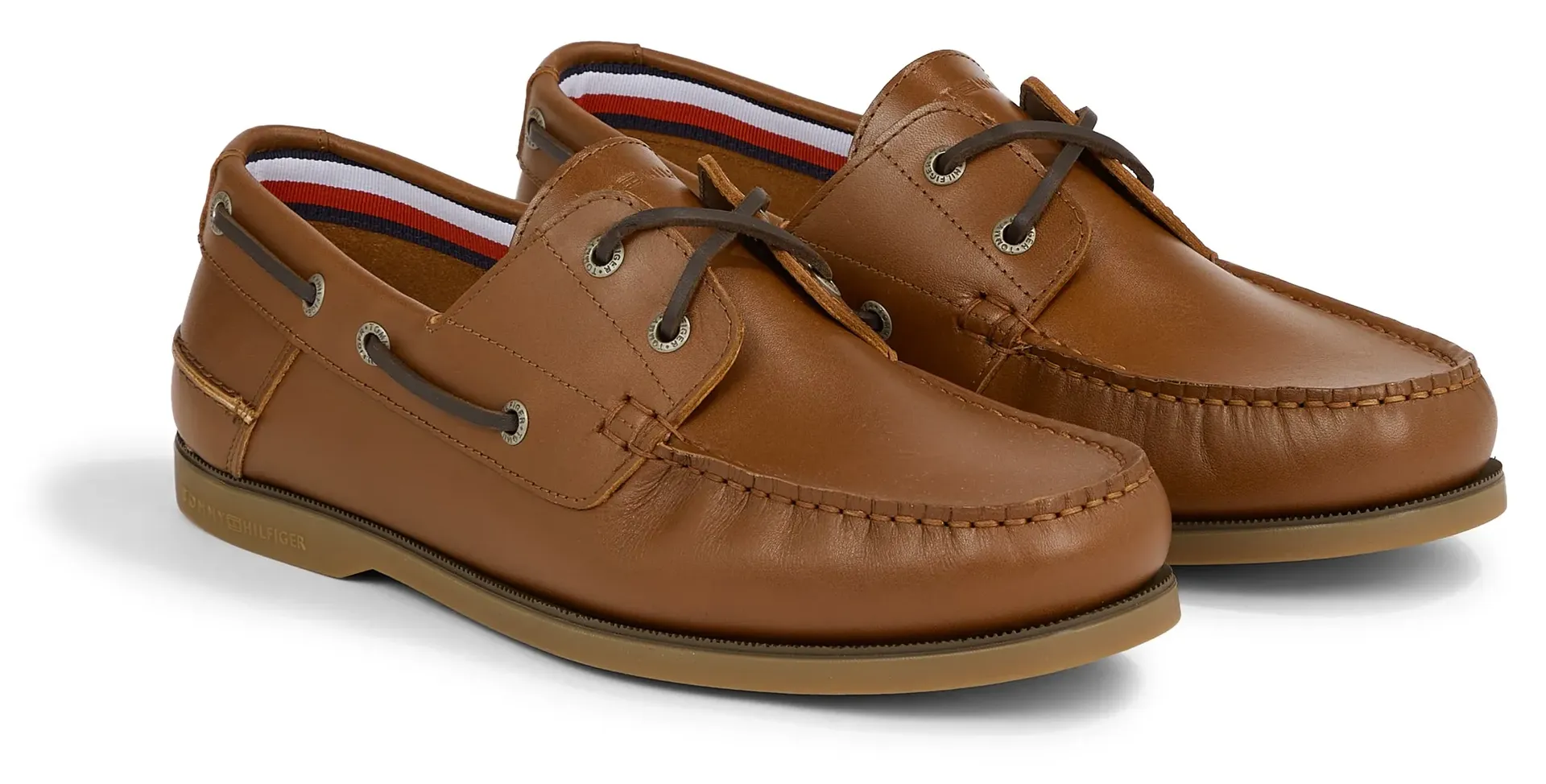 

Туфли-лодочки Tommy Hilfiger "TH BOAT SHOE CORE LEATHER", с модными шнурками, повседневная обувь, полуботинки, туфли на шнуровке, цвет Cognac