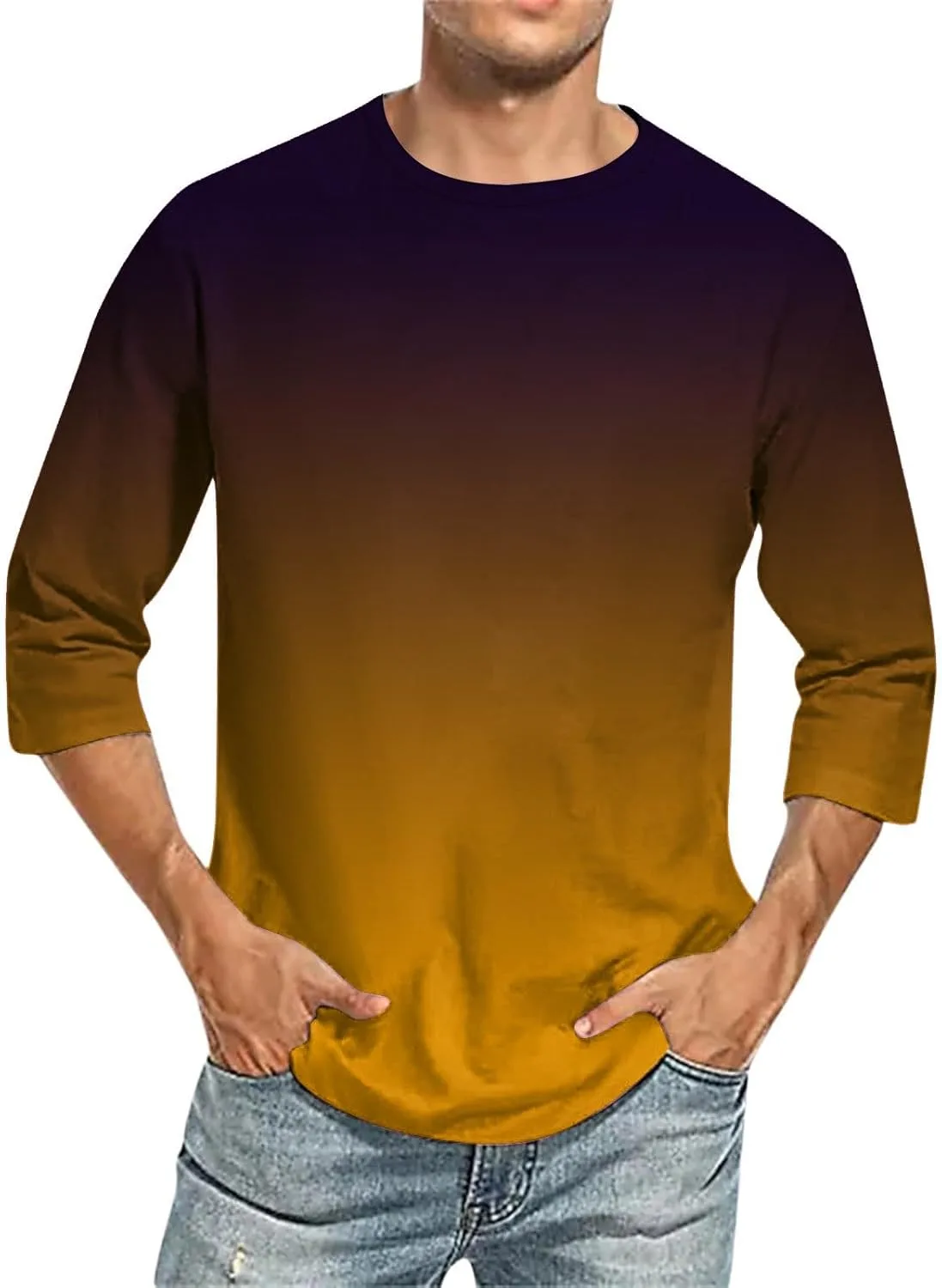 

Футболка для мужчин с градиентом, длинный рукав, свободный крой