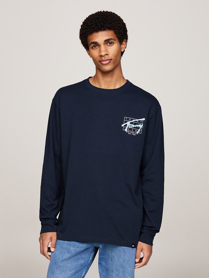 

Рубашка с длинным рукавом TOMMY JEANS, темно-синий