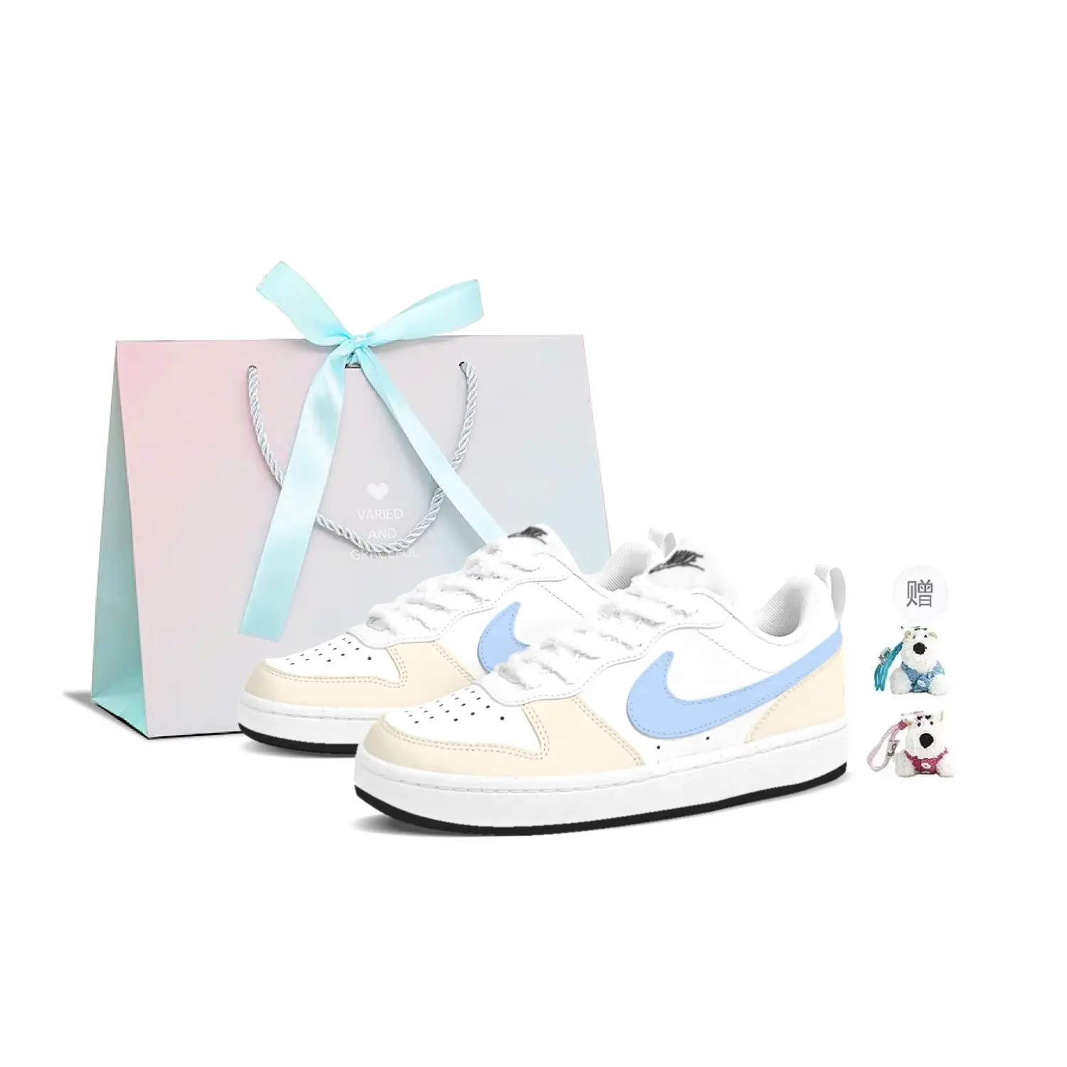 

Низкие детские кроссовки для скейтбординга Court Borough Sea Salt Cheese для подростков Nike, кремовый/желтый