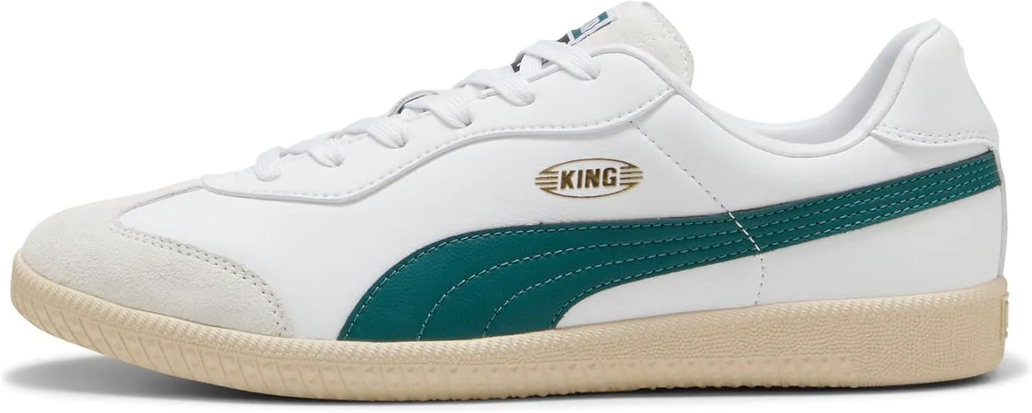 Мужские футбольные тренировочные кроссовки Puma King 21 для игры в помещении, белый/изумрудный/красный