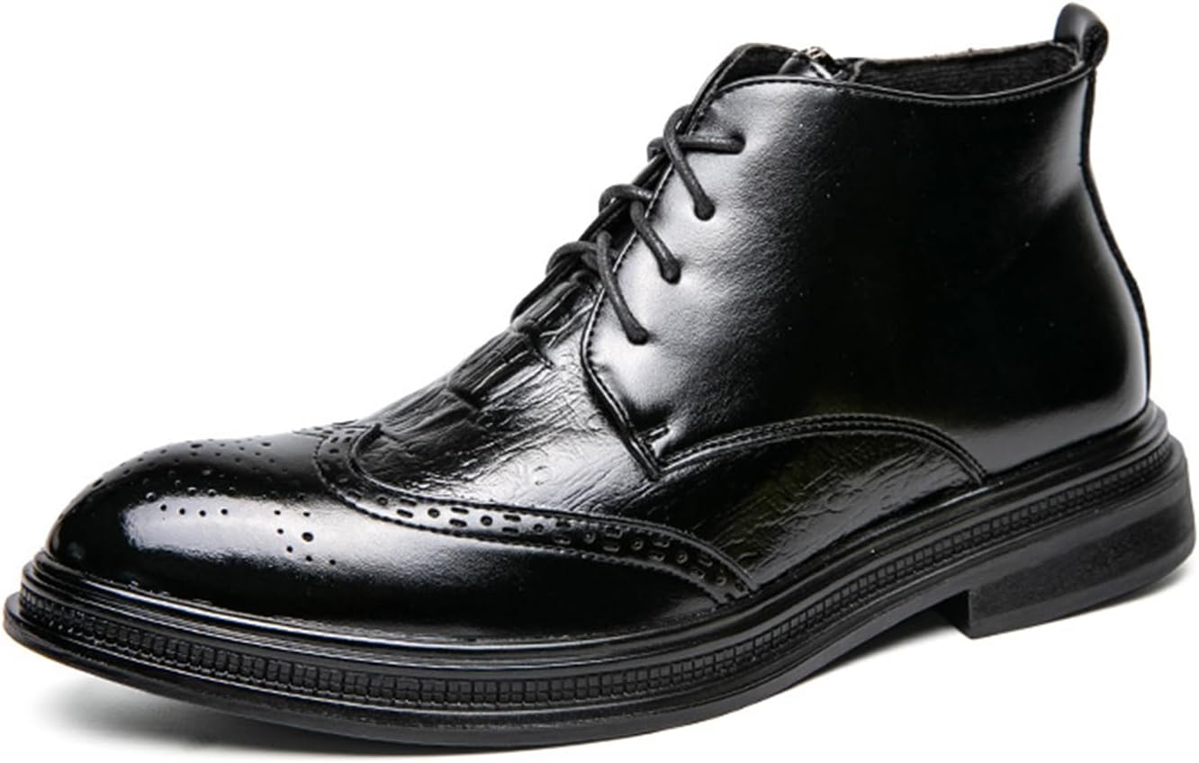 

Черные мужские броги-оксфорды с крыльями, заостренный носок, ботинки, классические шнуровки, современные высокие дерби-оксфорды, винтажные деловые повседневные туфли с молнией Ksedt