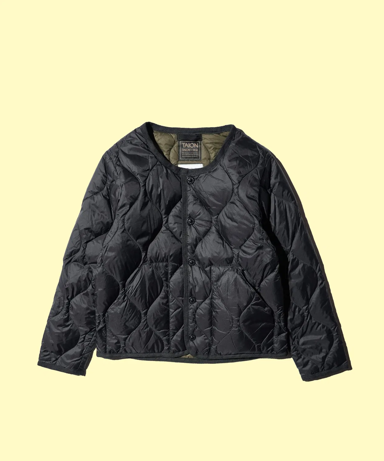 Детская куртка пуховая TAION KIDS Military Crew Neck Button Down Jacket, чёрный