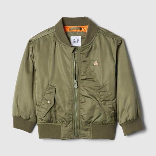 

Утепленная куртка-бомбер с вышивкой в виде плюшевого мишки Gap, зеленый