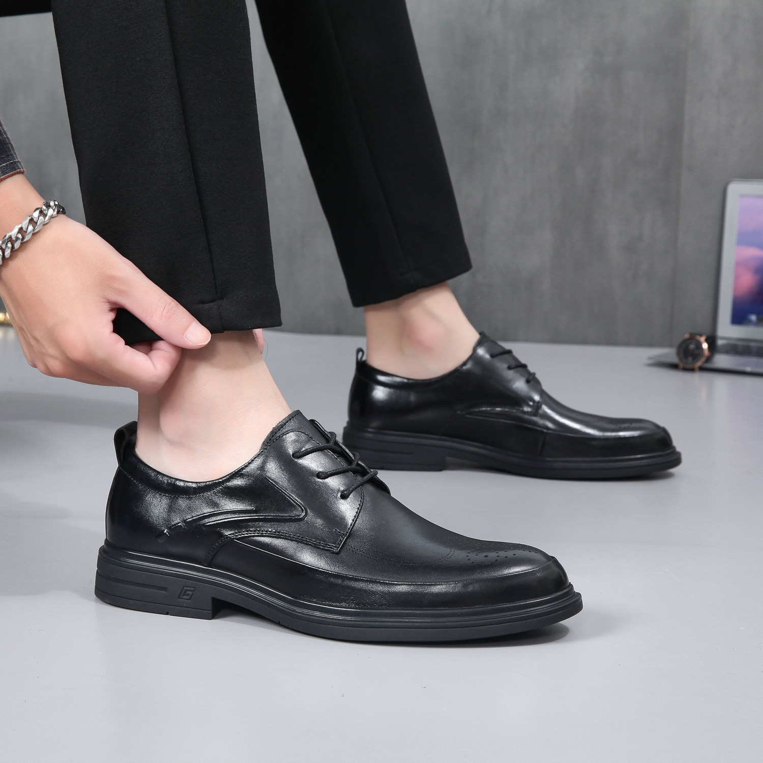 SHUPATE Мужские черные туфли-лодочки, цвет Black Slip-on — фото 4