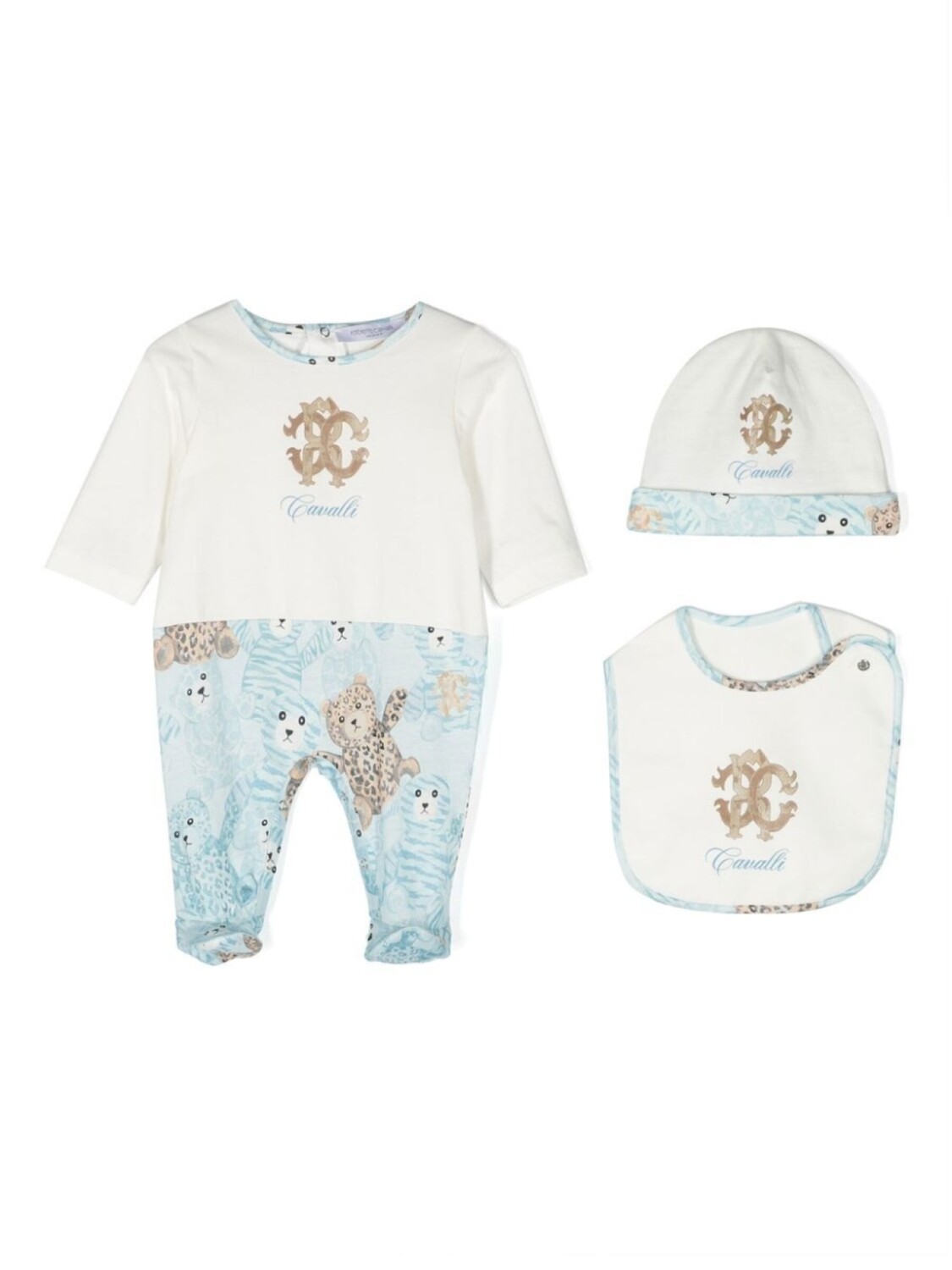 

Комплект для новорожденного с принтом Roberto Cavalli Junior, белый