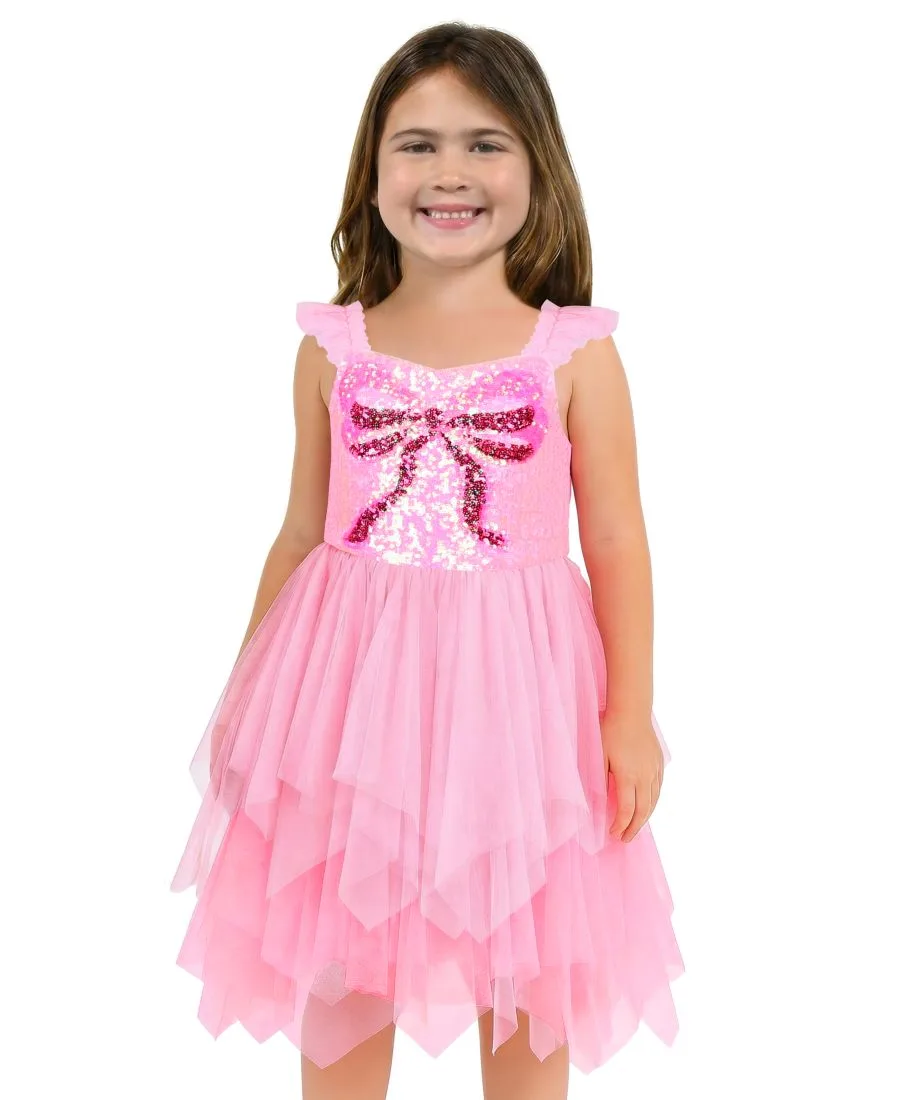 Платье-боди для девочек 2-6 лет с бантом и пайетками Pink & Violet, розовый