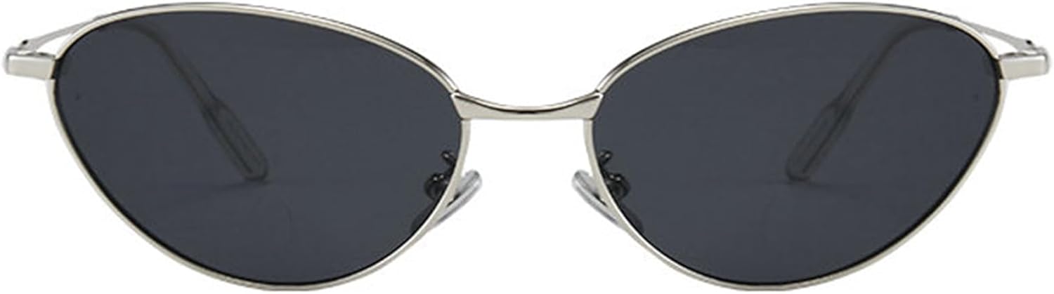 

Солнцезащитные очки в стиле ретро-винтаж, маленькие «кошачий глаз», для женщин и мужчин, узкая овальная металлическая оправа, модные оттенки, панк, серебристые солнцезащитные очки helena, C3