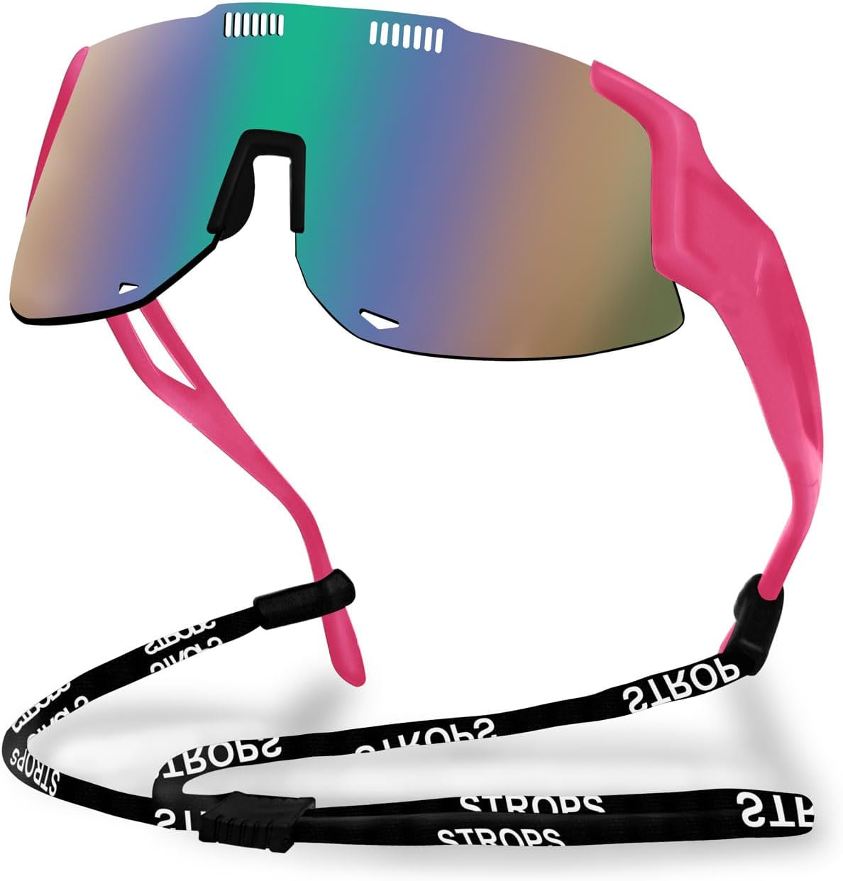 

Спортивные солнцезащитные очки для бега для женщин и мужчин, профессиональные очки для велоспорта для мужчин, солнцезащитные очки с обтекаемой формой и защитой от УФ-излучения UV400 TURVSTPC, Pink Frames and Green Gradient Lenses