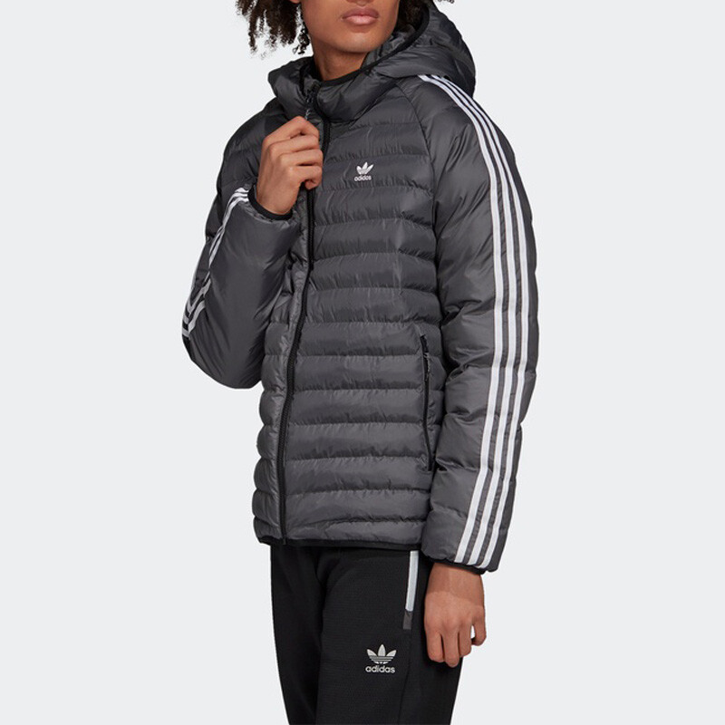 Стеганая куртка мужская серая Adidas Originals, серый — фото 4