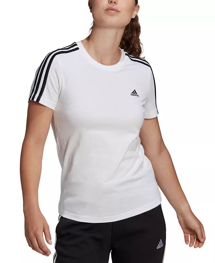 

Женская футболка Essentials из хлопка с тремя полосками adidas, белый
