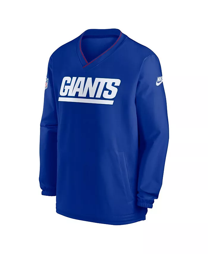 Мужская толстовка с длинным рукавом и V-образным вырезом Royal New York Giants 2024 Sideline Throwback Logo Nike — фото 2