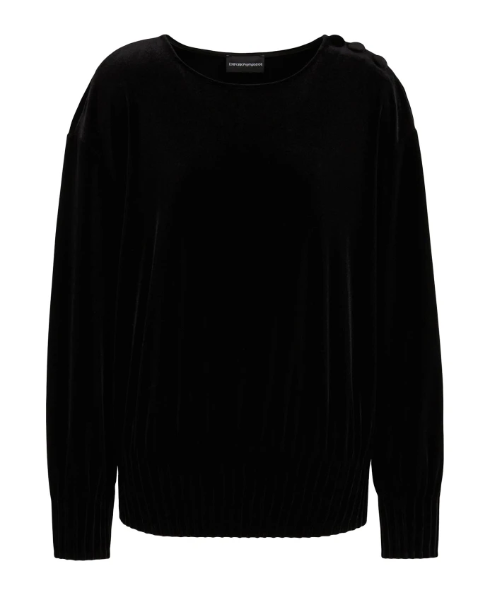 

Черный пуловер с круглым вырезом Emporio Armani, черный