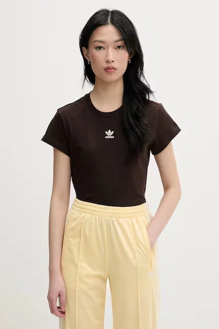 Футболка с коротким рукавом T-shirt damski bawełniany Adidas Originals, коричневый