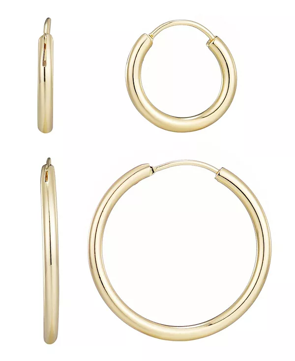 

Комплект позолоченных серег-колец Adornia, gold