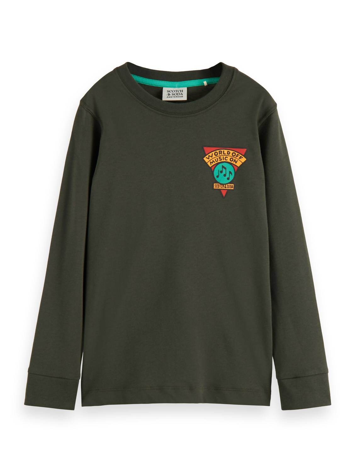 Футболка с длинным рукавом и принтом в оливковом цвете SCOTCH & SODA — фото 3