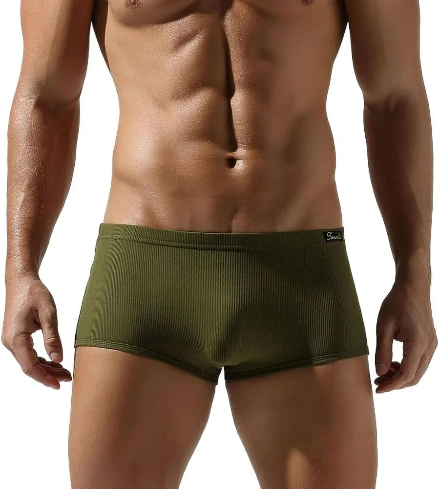 Боксеры бесшовные хлопковые ребристые, Army Green