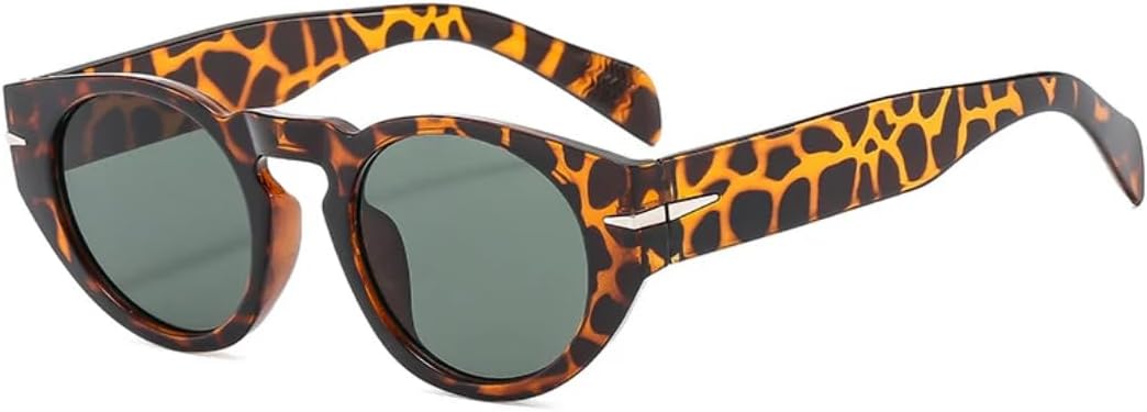 

Винтажные заклепки украшают маленькие овальные солнцезащитные очки для женщин и мужчин, для рыбалки и путешествий, с защитой от УФ-излучения UV400 TVTBBVV, Leopard Green