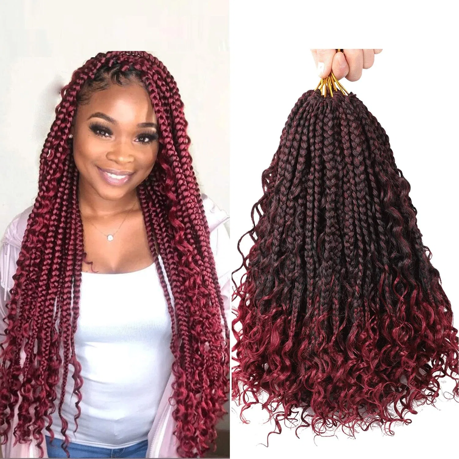 Синтетические косы Box Braids с кудрявыми концами Lmzim