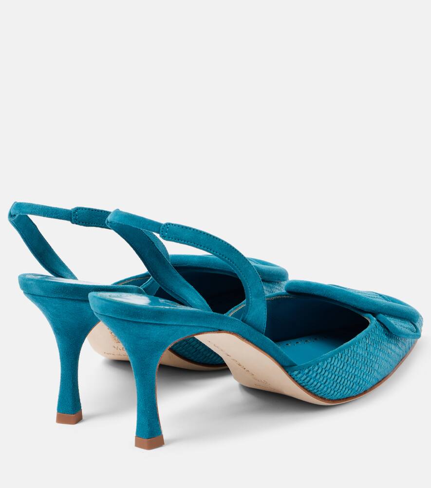 Maysli 70 босоножки-лодочки на запятой из рафии Manolo Blahnik, 4408 Turq/4018 Dblu — фото 2