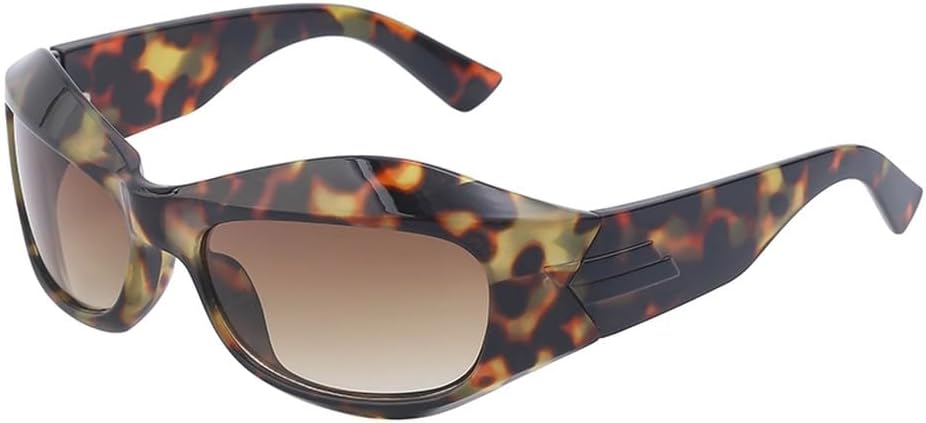 

Солнцезащитные очки в стиле киберпанк для женщин и мужчин, спортивные солнцезащитные очки для женщин, очки в стиле стимпанк, серебристые, защита от УФ-излучения UV400 HYYZZC, C4 Leopard Brown