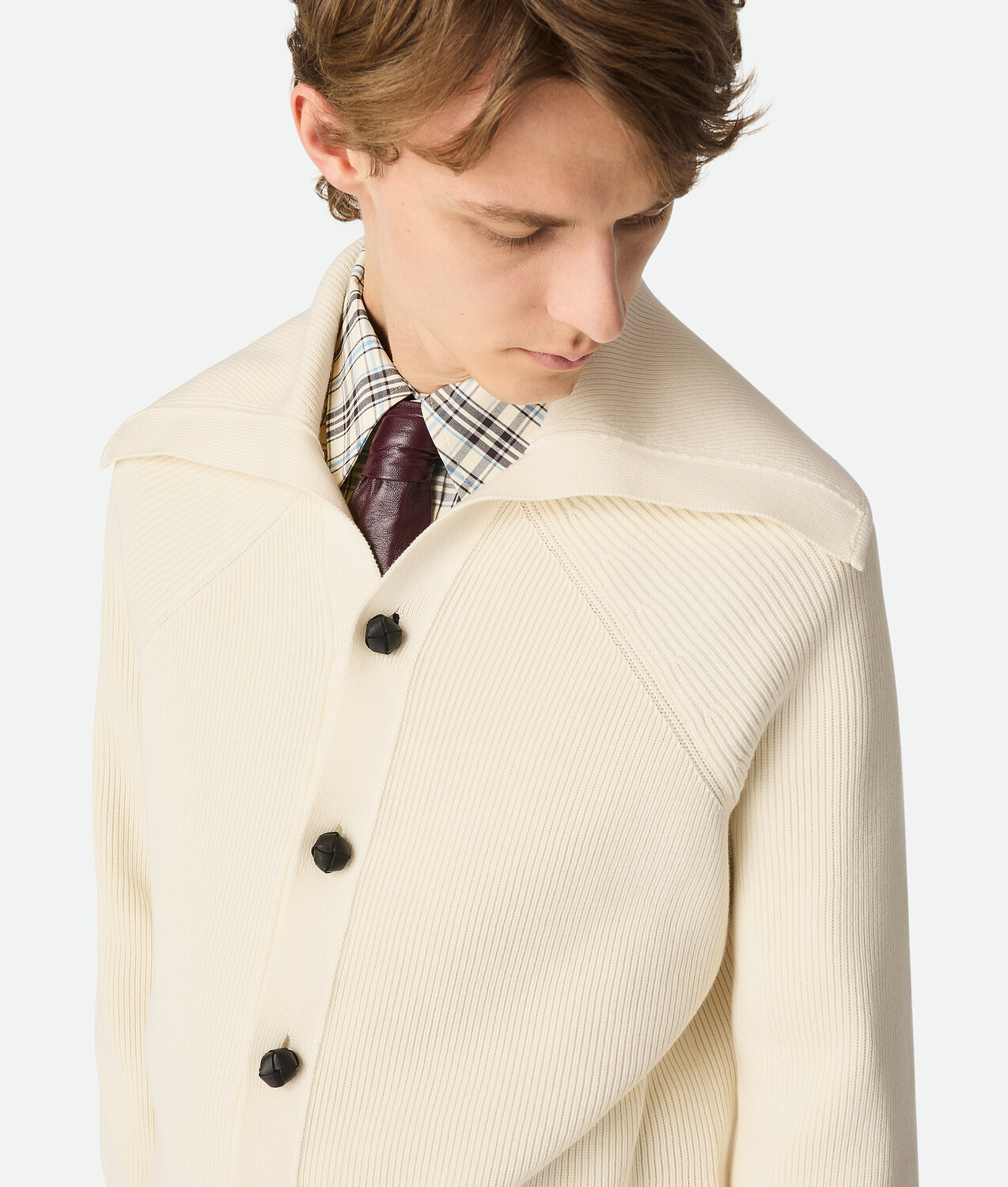 Cotton english rib cardigan BOTTEGA VENETA, мел — фото 4