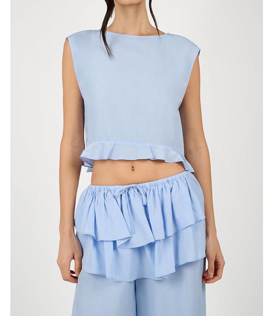 

Топ с вырезом-лодочкой и оборками WeWoreWhat, Light/Pastel Blue 458