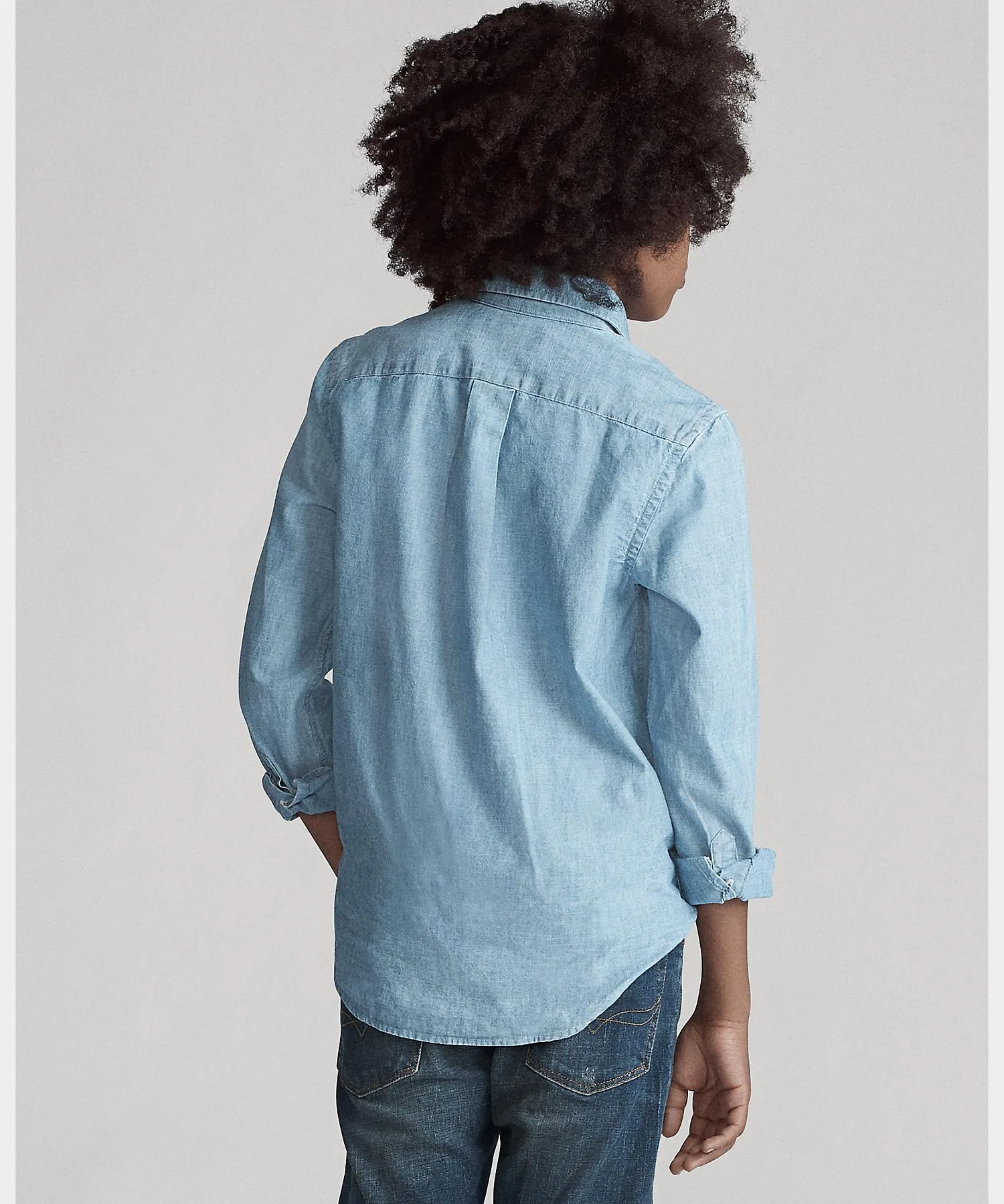 Детская хлопковая рубашка POLO RALPH LAUREN CHILDRENSWEAR тёмно-синяя — фото 4