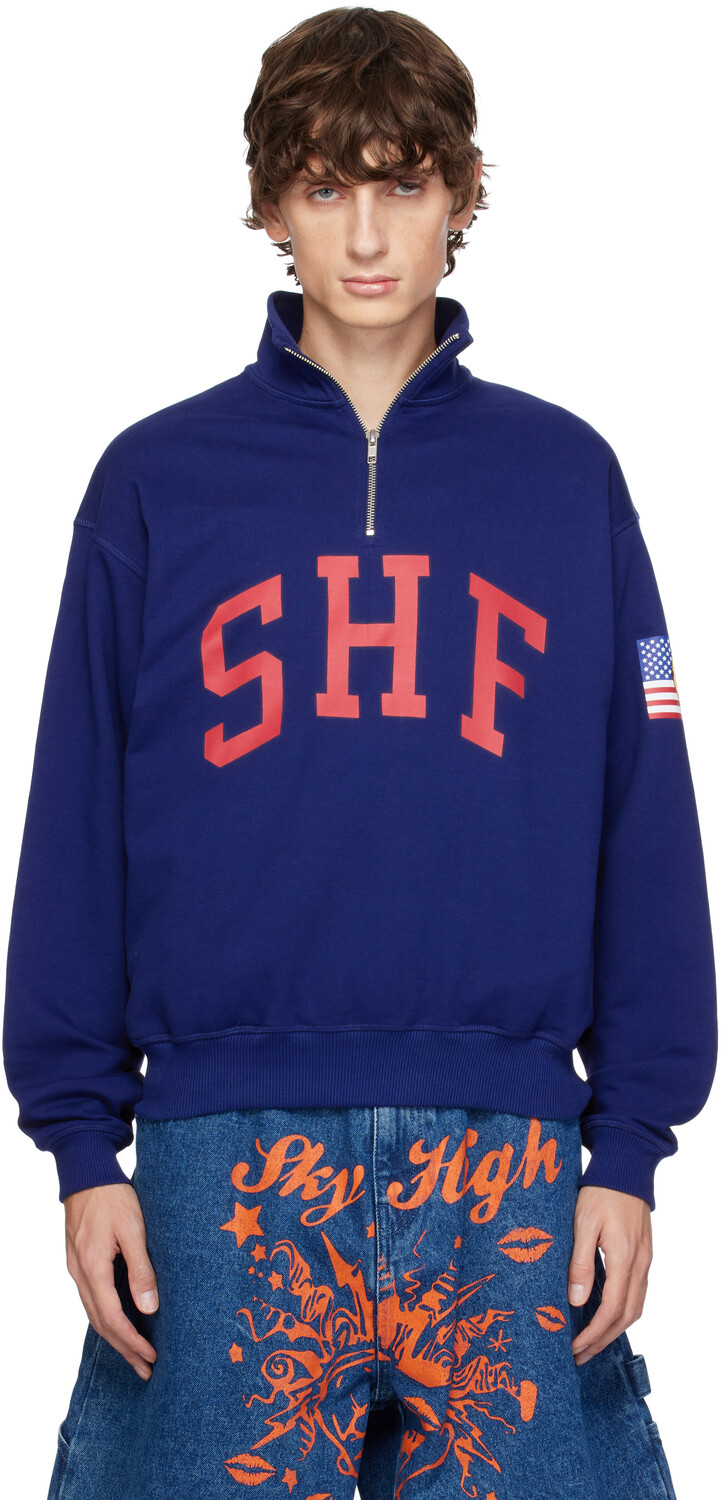 

Синий свитер с застежкой-молнией «SHF» Sky High Farm Workwear