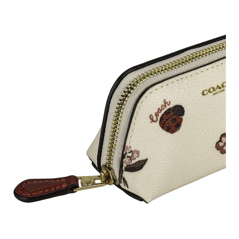 

Кожаная косметичка женская меловая белая COACH