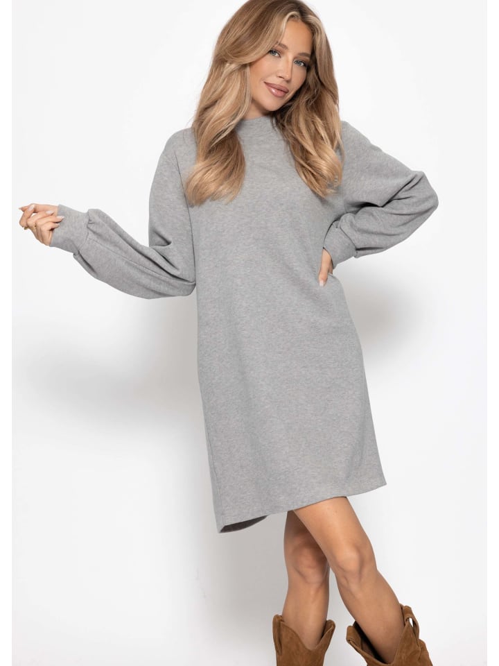 

SASSYCLASSY Платье-толстовка со стоячим воротником серого цвета
