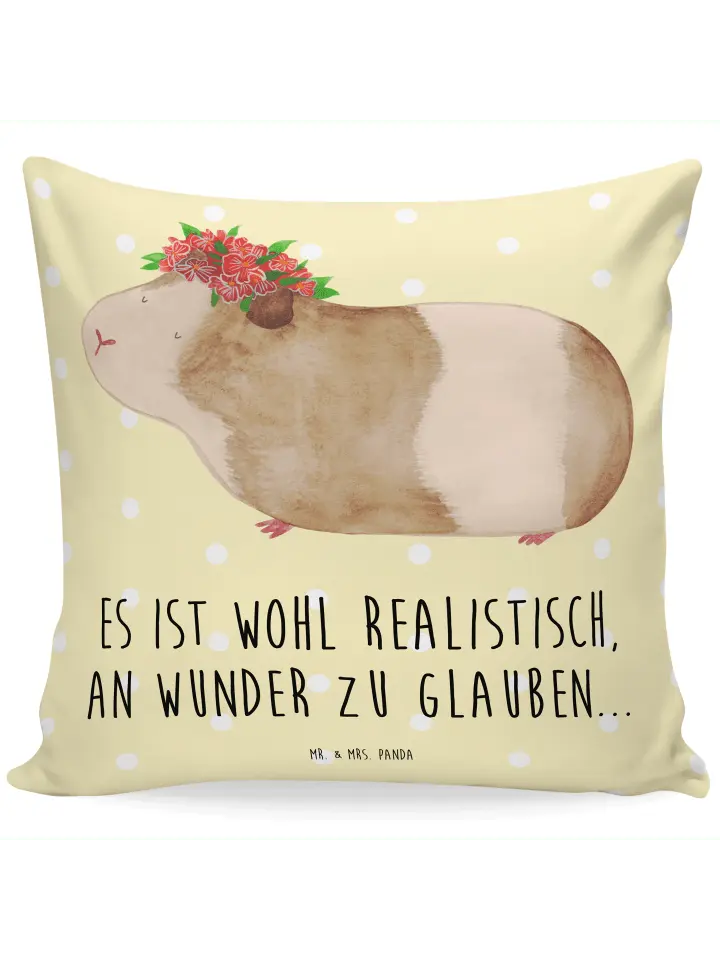 

Подушка Mr & Mrs Panda 40x40 Meerschweinchen Weisheit, пастельно-желтый