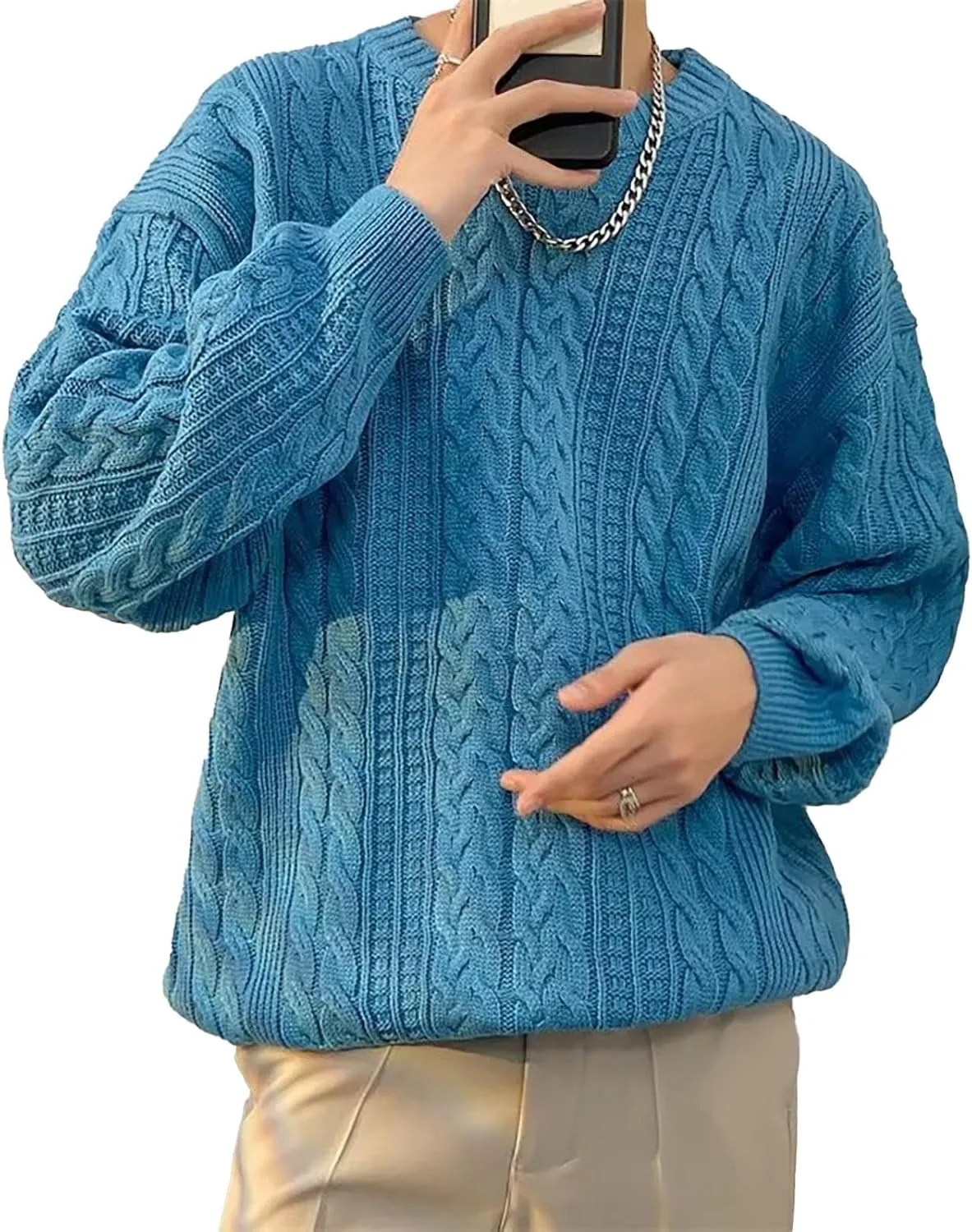 

Свитер из акрила с длинными рукавами и свободным кроем EPIPHQNY