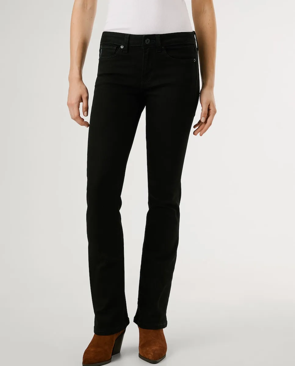 

Прямые женские джинсы с низкой посадкой из эластичной ткани Pepe Jeans, черный