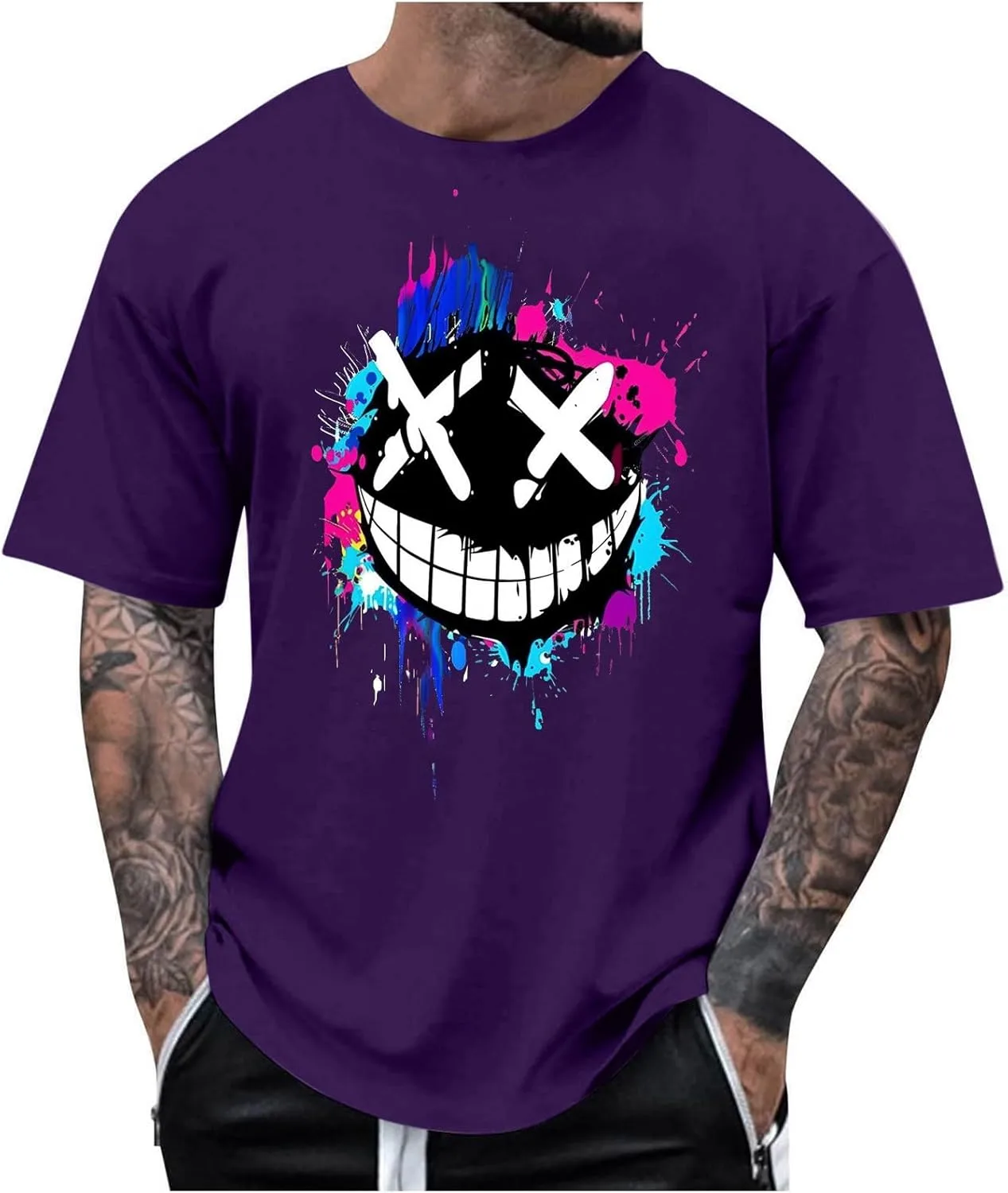 

Мужская футболка с коротким рукавом и принтом Smiley Face Sdeycui