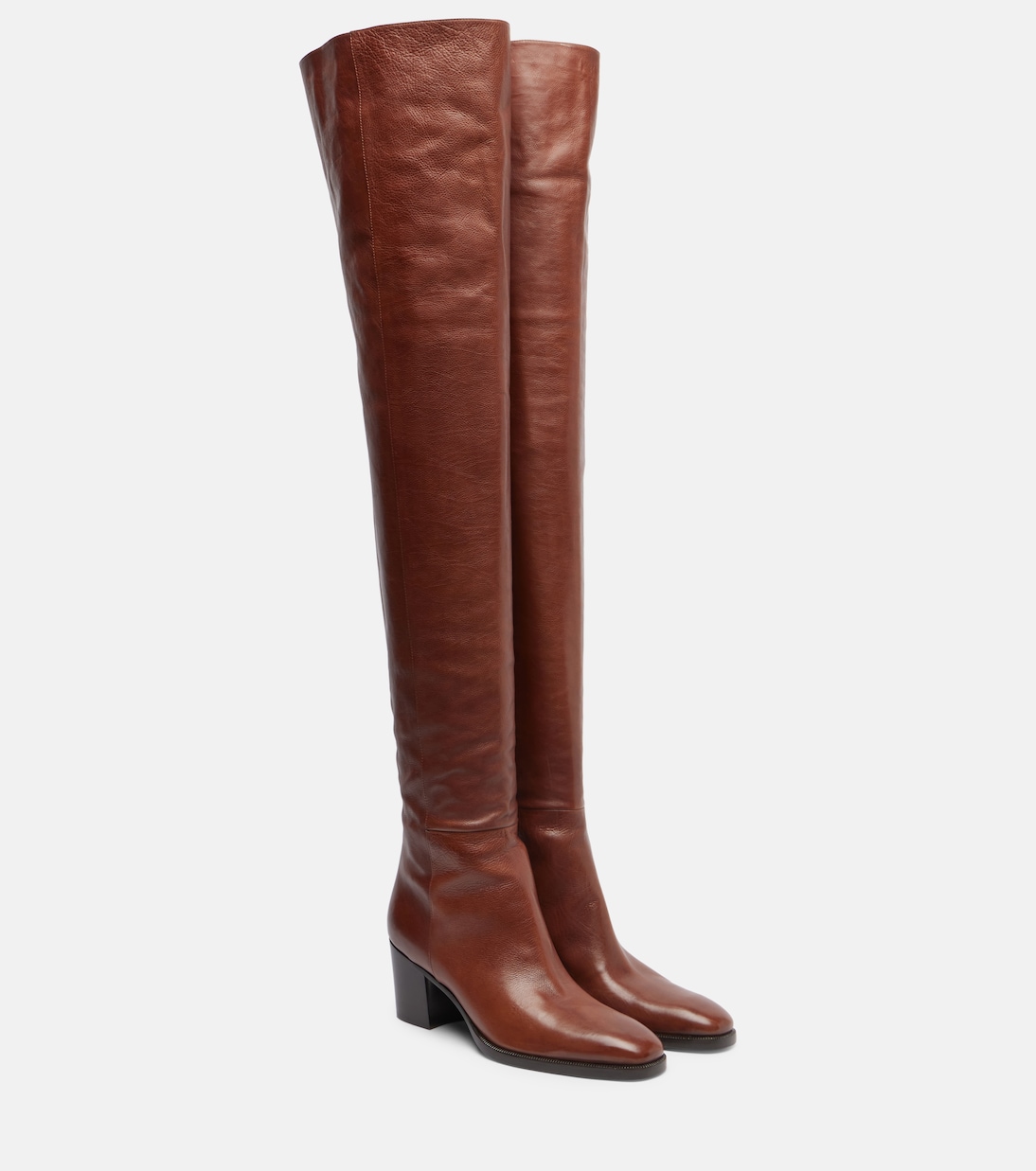 Сапоги выше колена из кожи Odeon Saint Laurent, Deep Nut