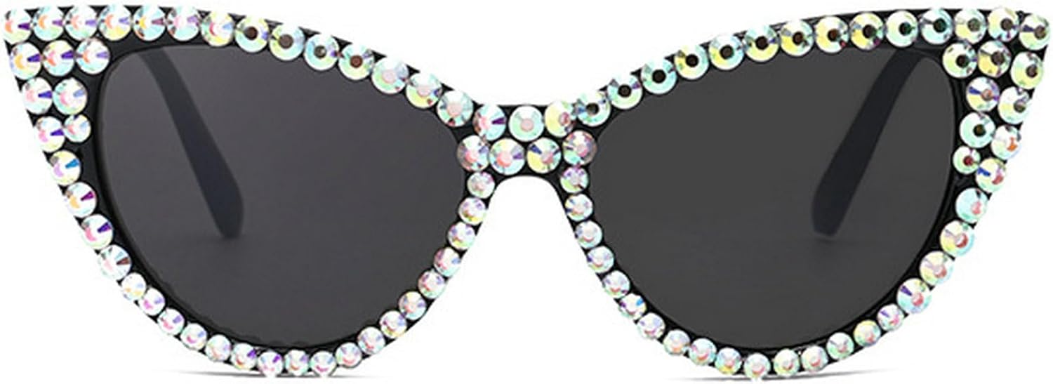 

Ретро-солнцезащитные очки «кошачий глаз» со стразами для женщин, модные женские солнцезащитные очки с бриллиантами, трендовые очки для вечеринок на открытом воздухе mincl, Bling Black