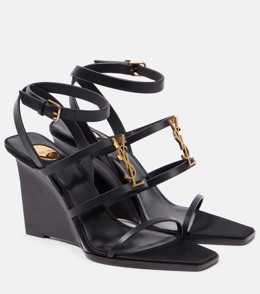 Кассандра 90 кожаные босоножки на платформе Saint Laurent, нуар